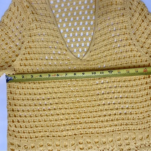 Women’s Crochet Yellow Long Sleeve Top Boho Beach Hippie Festival Fairy Y2K Sz M - Picture 13 of 16